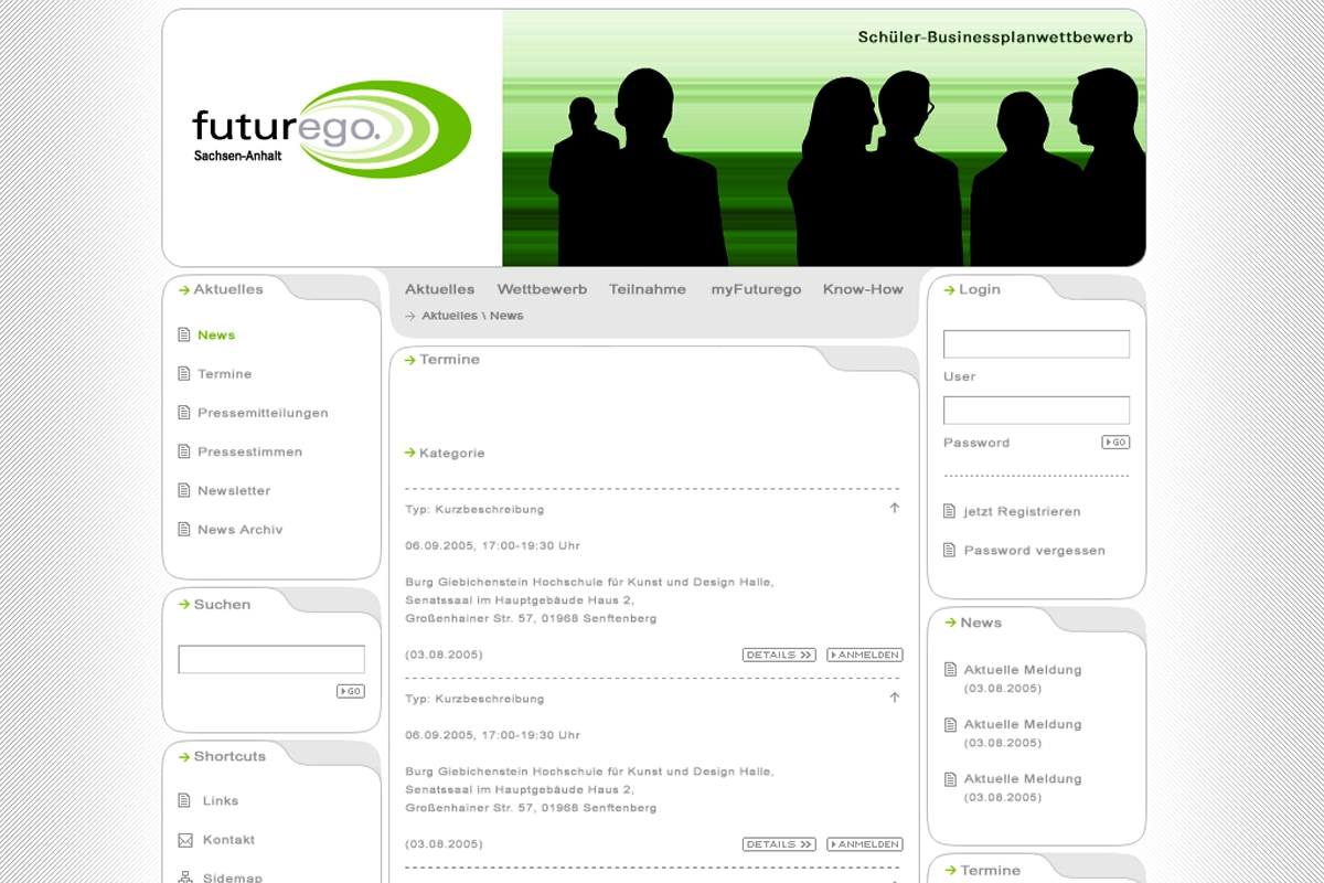 Screenshot der Website